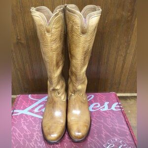 COPY - Lucchese Womens Cognac Floral Emboss Cash Riding Boots